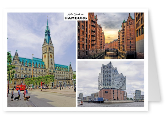 Hamburg's architectural features - Speicherstadt, town hall and Elfi