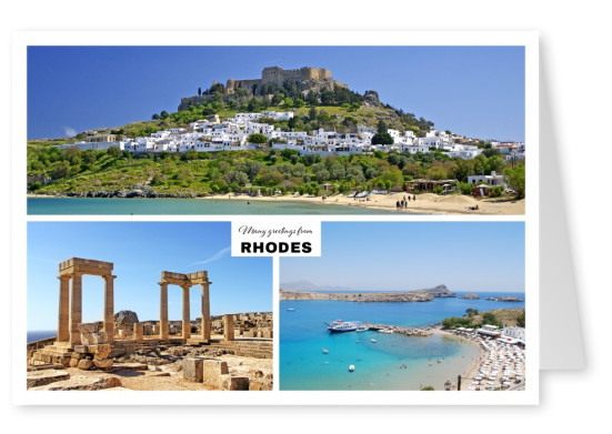 Rhodo's ancient architecture and beach landscape