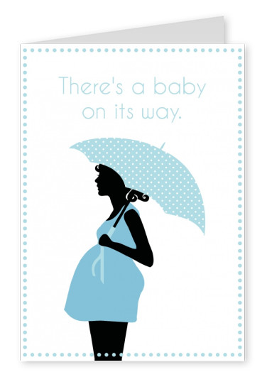silhouette of pregnant woman with umbrella and polkadot frame