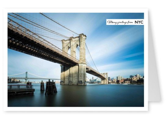 Postcard New York City with photo of the Brooklyn Bridge