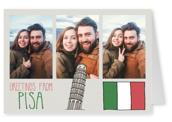 template with illustrations from Pisa tower of Pisa and italy flag