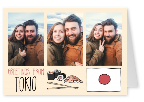 template with illustrations from tokyo flag japan sushi