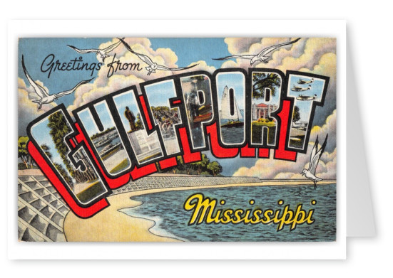Gulfport Mississippi Greetings Large Letter Seagulls