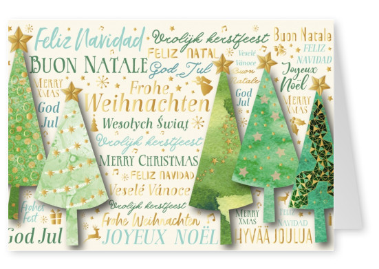 illustration christmas trees various languages 