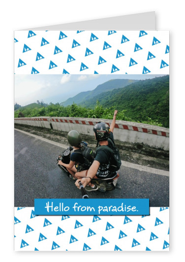 patroon blauw wit hello from paradise