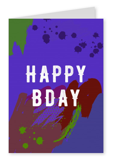 Cartão de aniversário com o fundo colorido.
