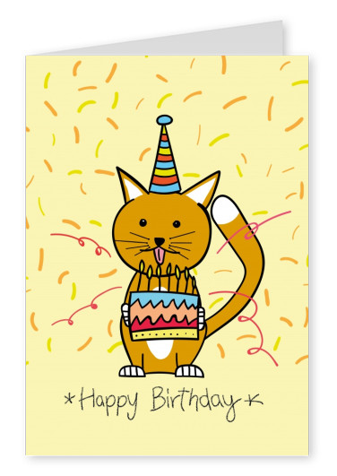 Happy birthday kitten illustration