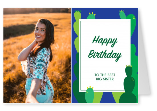 Birthday card with cactus template