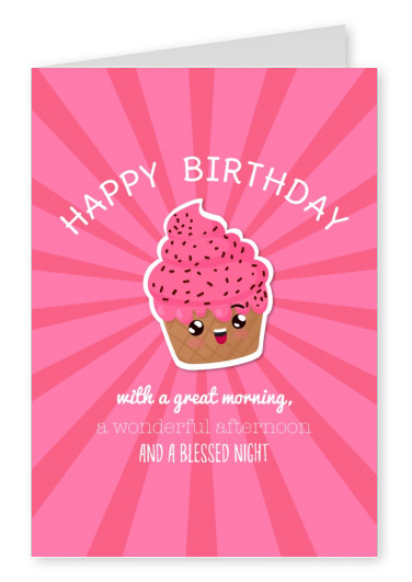 pink card with cake