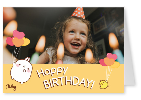 Happy birthday! - MOLANG | Kids' Cards 🧒🏻🍭🧸 | Send real postcards online