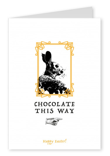 vintage bunny picture framed with easter chocolate signpost