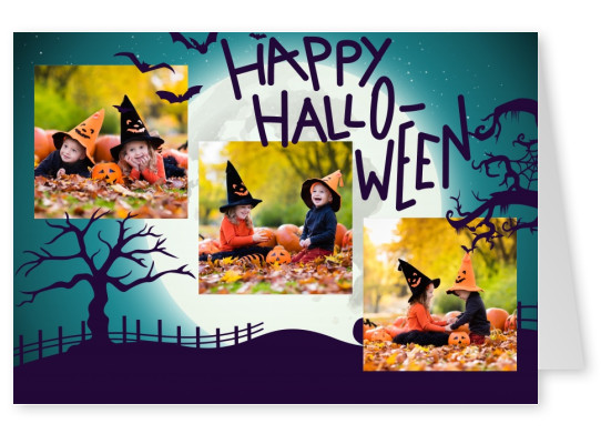 happy halloween card with landscape