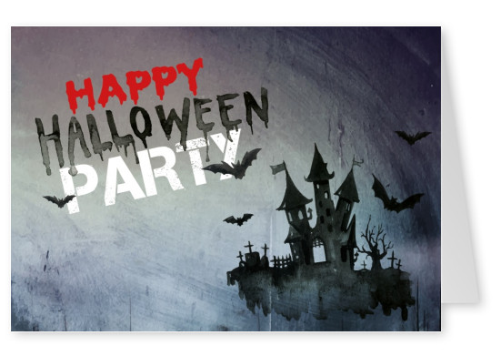 Happy Halloween Party invitation with spooky house