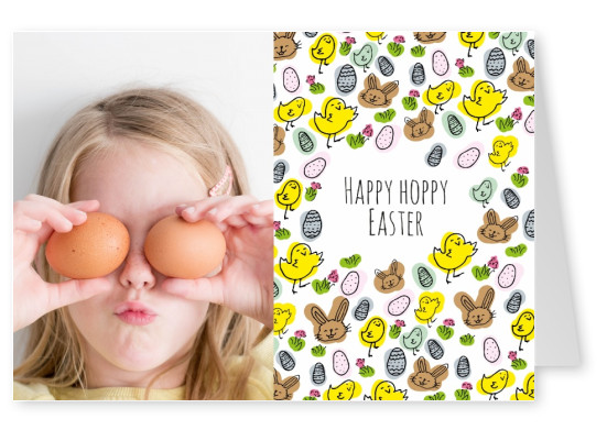 happy hoppy easter colorful doodled pattern 
