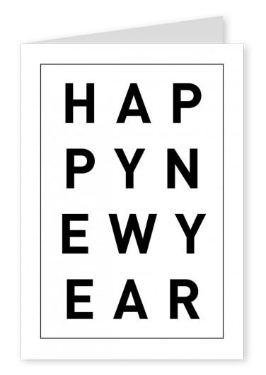 happy new year black and white lettering