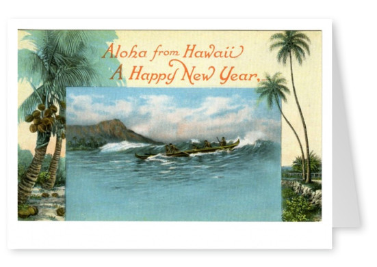 Curt Teich Postal Archivos CollectionAloha de Hawai, Un Feliz Año Nuevo