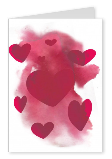  Over-night Design heart watercolour pink