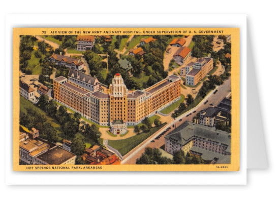 Hot Springs National Park, Arkansas, aerial view new Army and Navy Hospital