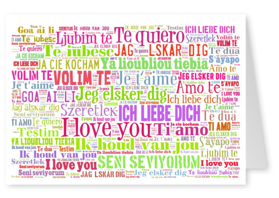 diffrent languages i love you quote postcard colorful