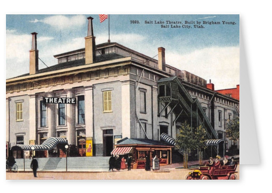 Salt Lake City, En Utah Théâtre De Rue Scène Antique Carte Postale 