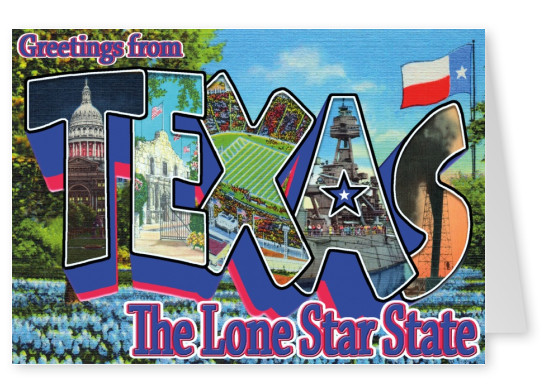 Texas design vintage greeting card
