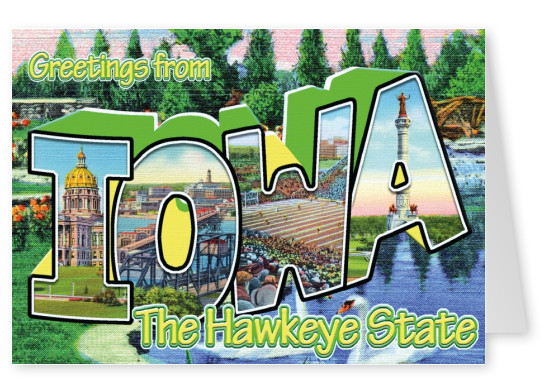 vintage tarjeta de felicitación de Iowa