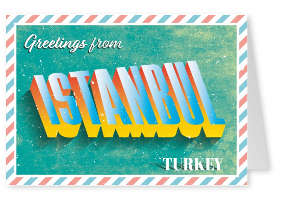Retro postcard Istanbul, Turkey