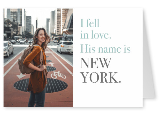Jag blev kär. Hans namn är NEW YORK...Citat vykort