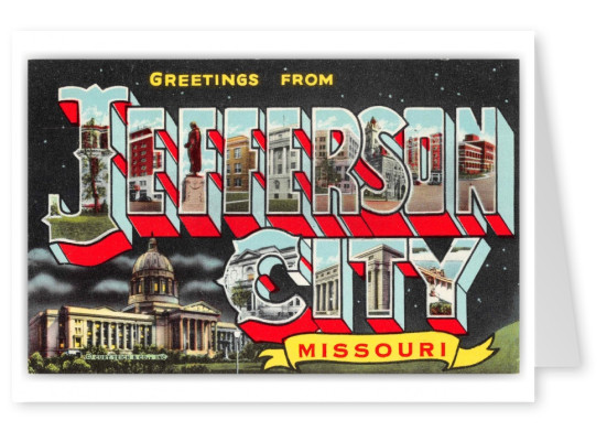 Jefferson City Missouri Greetings Large Letter State Capital at Night