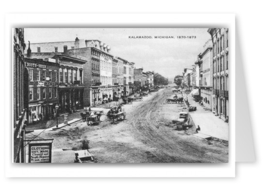 Kalamazoo, Michigan, birds-eye street scene