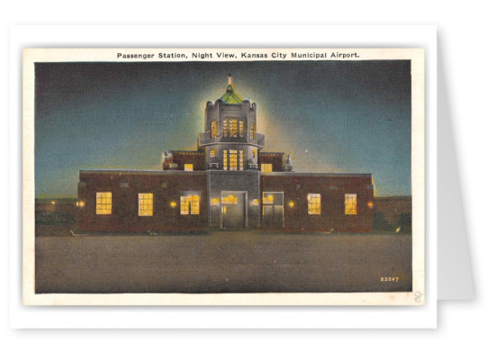 Kansas City Missouri Municipal Airport Passenger Station at Night