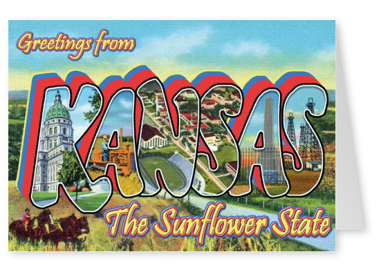 vintage tarjeta de felicitación de Kansas