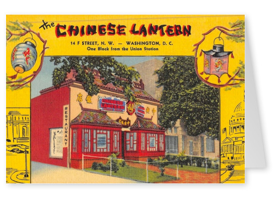 Washington DC Kinesiska Lantern Restaurang Antika Vykort 