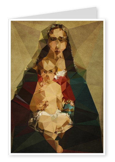 Madonna with Jesus kid as an abstract Polygon canvas Illustration