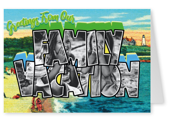  Grande Lettre carte Postale Site Salutations de nos vacances en famille