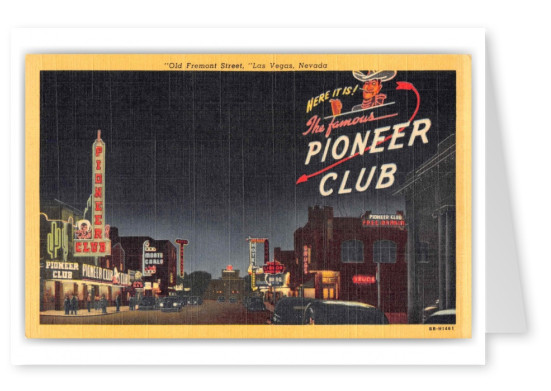 Las Vegas Nevada Old Freemont Street Pioneer Club at Night