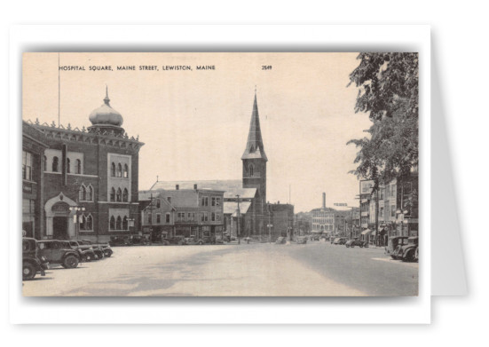 Lewiston, Maine, Hospital Square on Main Street