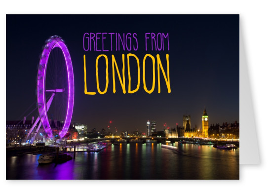 greetingcard with a photo of London at night