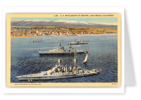 Long Beach California US Battleships at Anchor