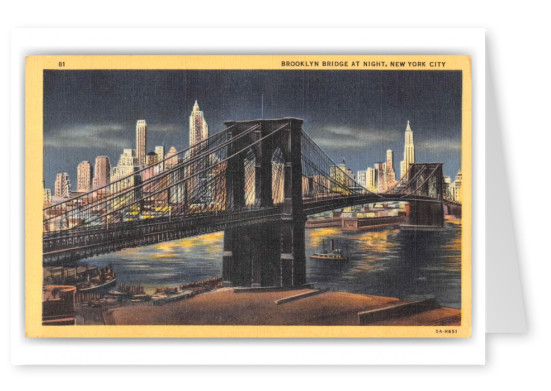 Manhattan New York City Brooklyn Bridge at Night