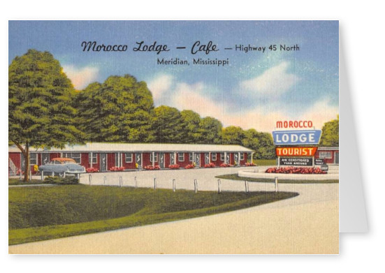 Mary L. Martin Ltd. Marokko Lodge Café, Meridian, Mississippi vintage ansichtkaart