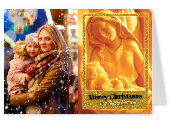 Merry Christmas Mary & Jesus, with golden Rahmen
