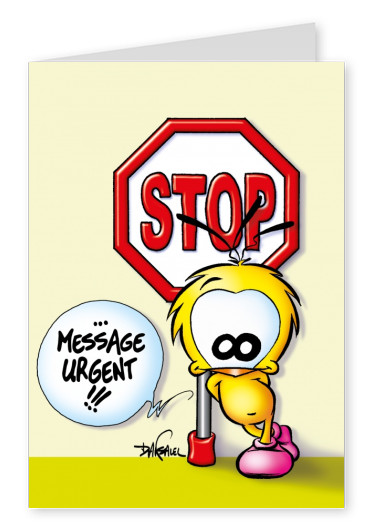 Le Piaf Cartoon PARAR de mensagem urgente