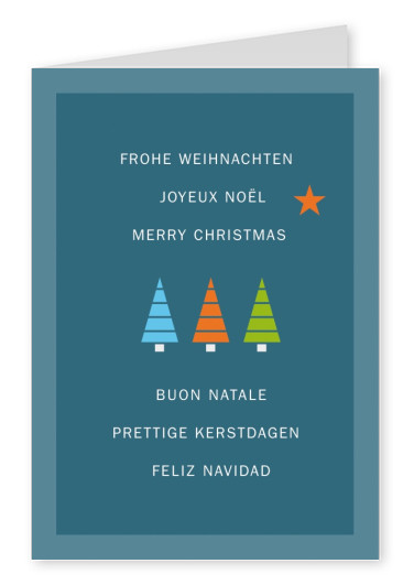 Xmas various languages with 3 little trees