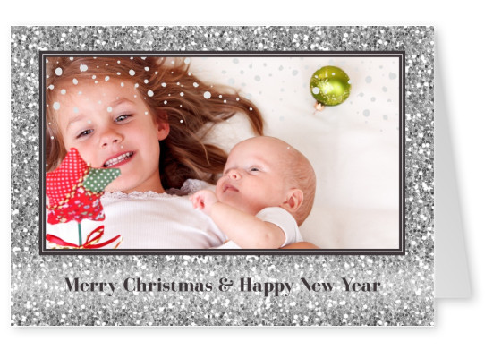 Merry Christmas with silver glitter frame
