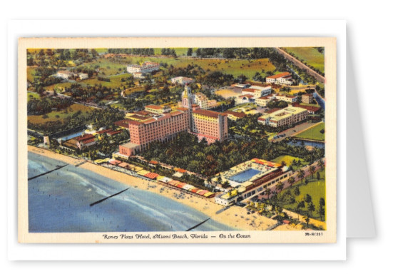 Miami Beach, Florida, Roney Plaza Hotel from the air