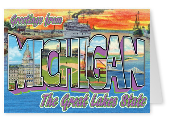 vintage cartão de felicitações de Michigan