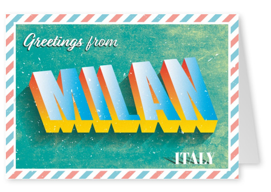 Retro postcard Milan, Italy