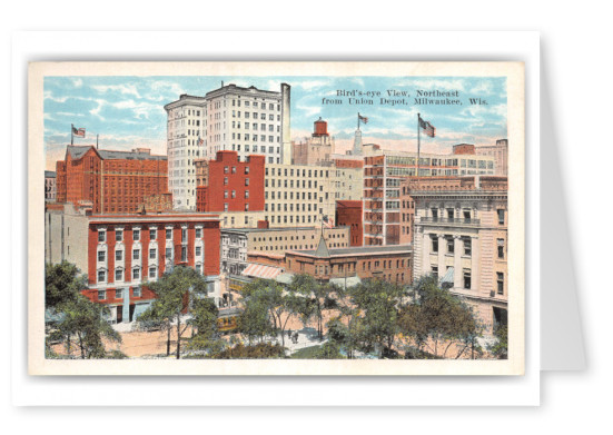 Milwaukee, Wisconsin, birds eye view from Union Depot