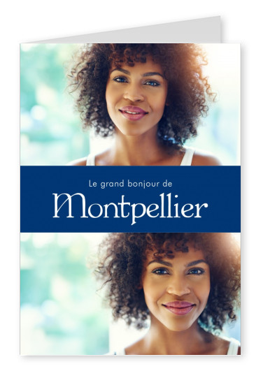 Montpellier saluti in lingua francese blu bianco